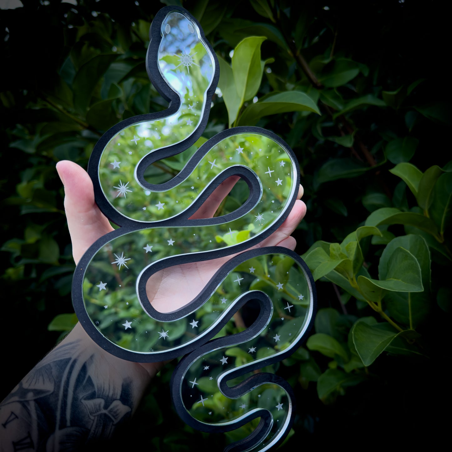 Celestial Snake Wall Art | Silver Mirror