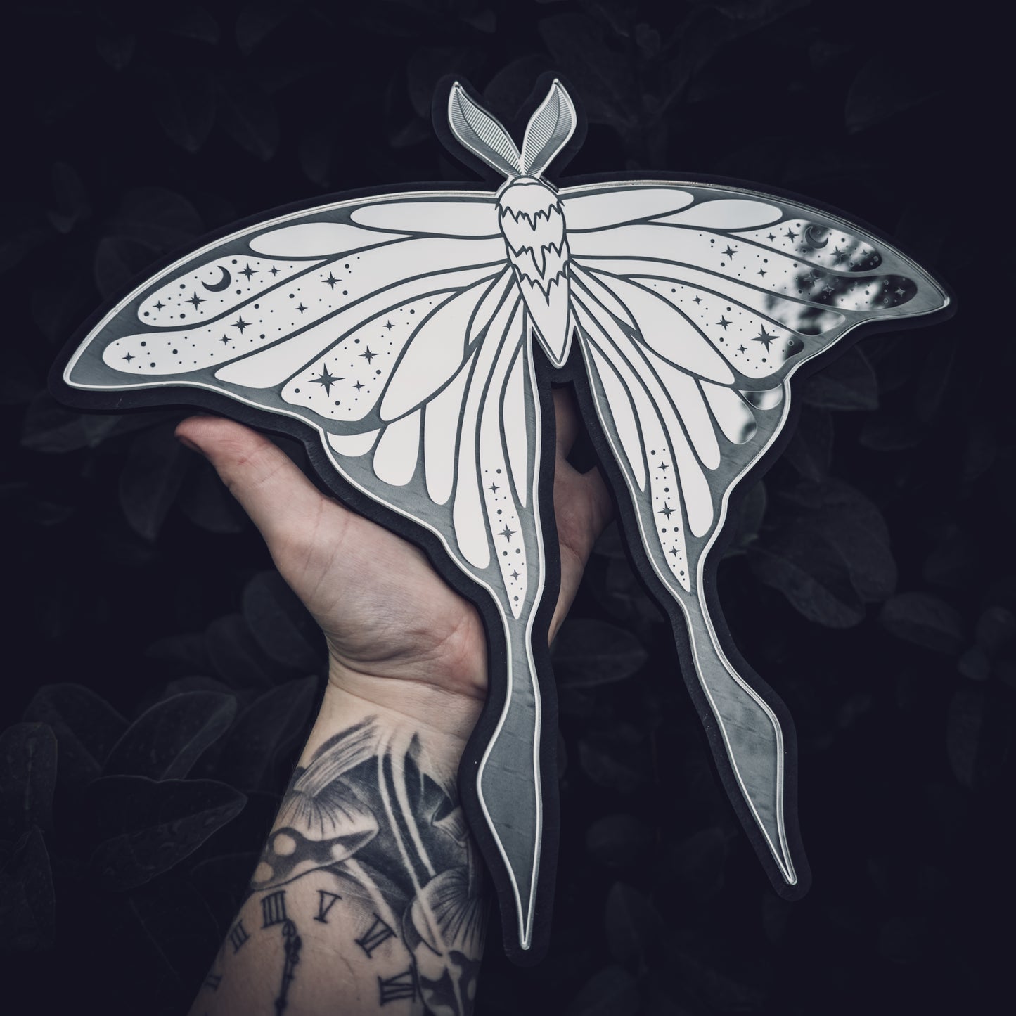 Luna Moth Wall Art | Celestial Silver Mirror