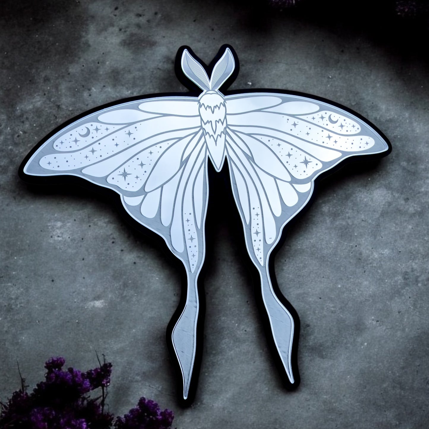 Luna Moth Wall Art | Celestial Silver Mirror