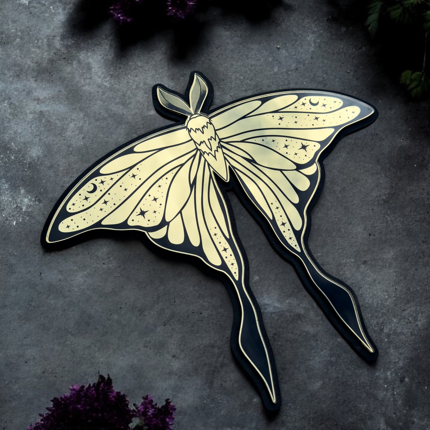 Luna Moth Wall Art | Celestial Gold Mirror