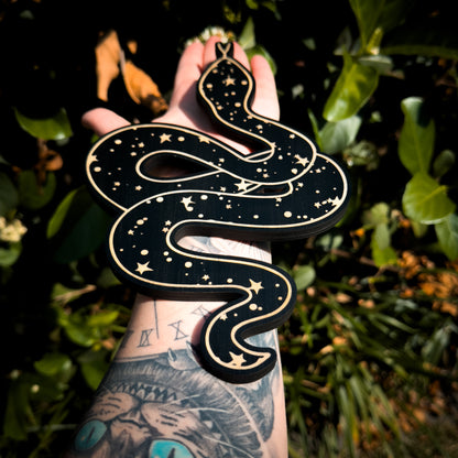 Woodcut Celestial Snake | Gothic Engraved Wall Art