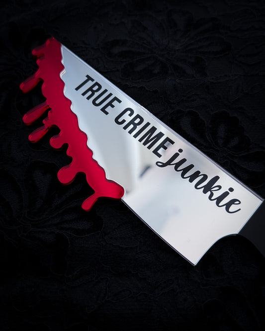 True Crime Junkie Knife Mirror Wall Art