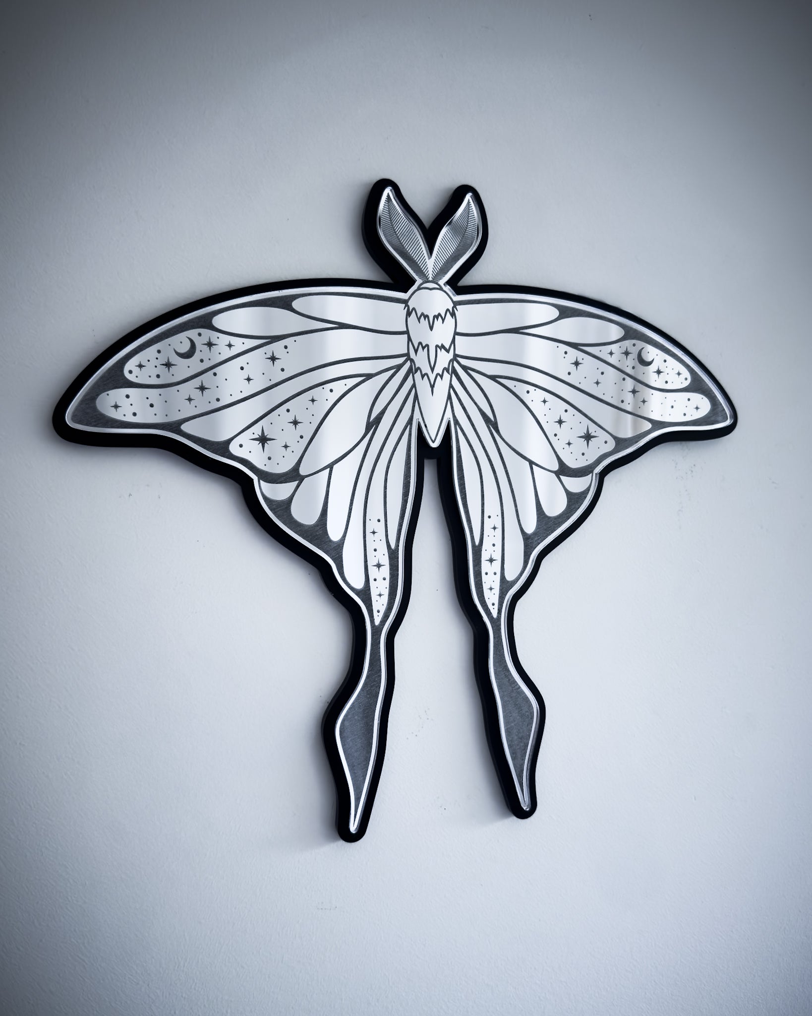 Luna moth mirror wall art black acrylic gothic decor