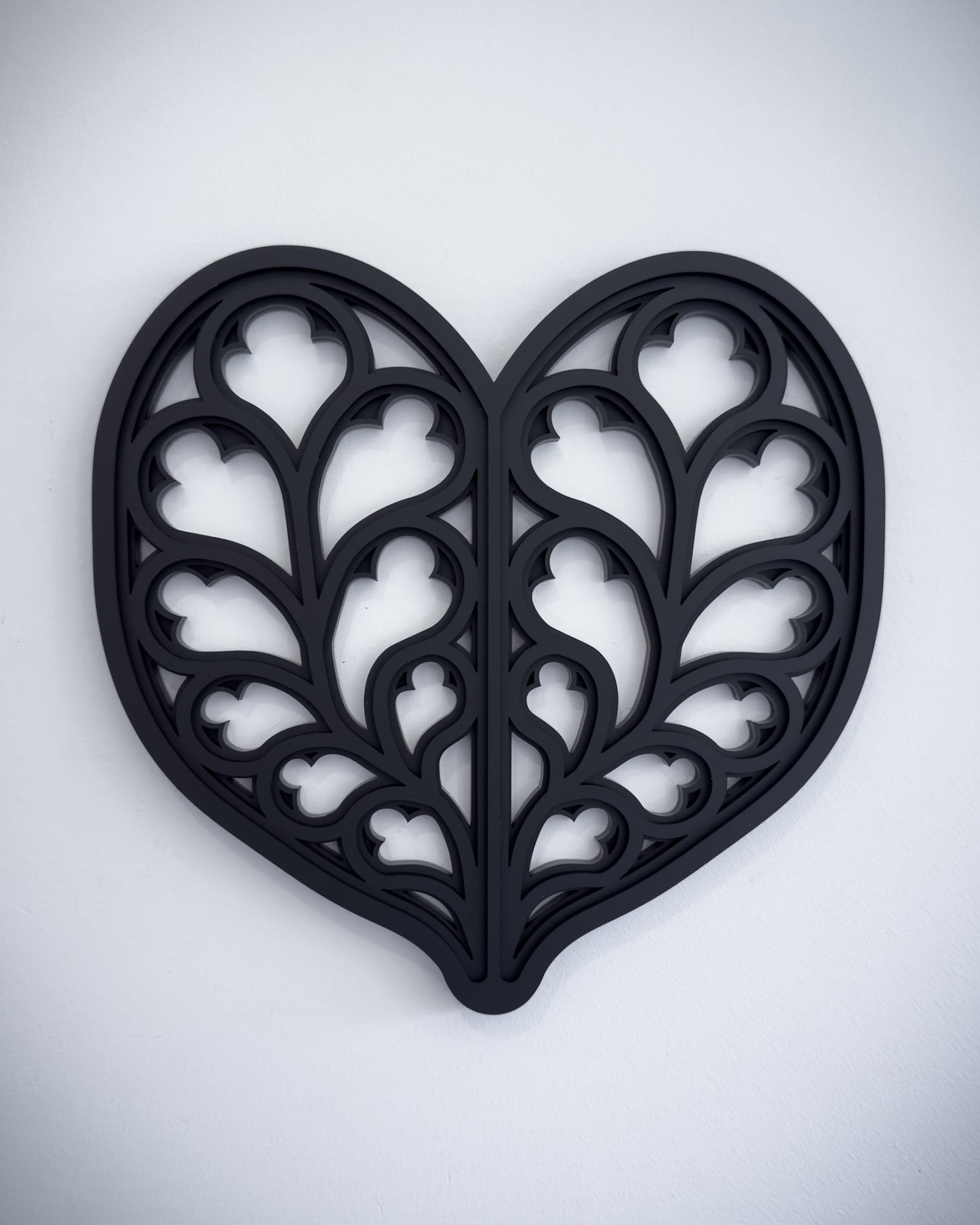Heart of Yorkshire gothic cathedral tracery wall art on light grey wall