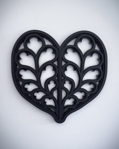 Heart of Yorkshire gothic cathedral tracery wall art on light grey wall