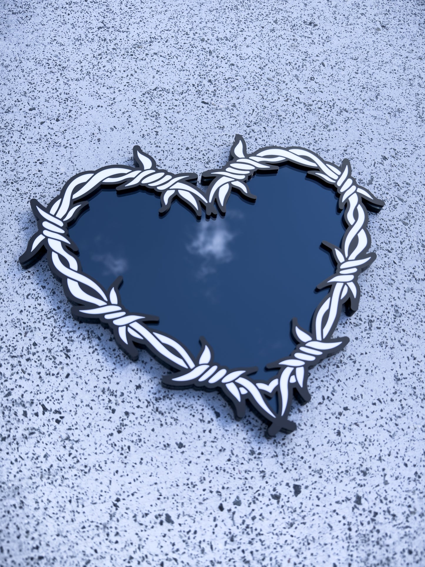 Barbed Wire Heart Mirror | White Wire Edition