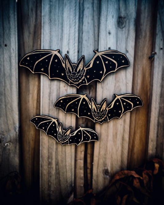 Woodcut Heart Bats | Gothic Engraved Wall Art