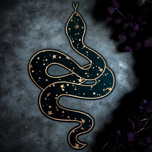 Woodcut Celestial Snake | Gothic Engraved Wall Art