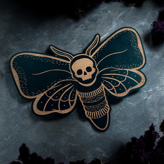 Woodcut Death Head Moth | Gothic Engrave Wall Art