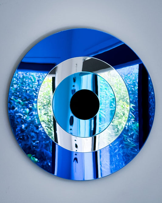 Blue evil eye mirror wall art on wall gothic home decor